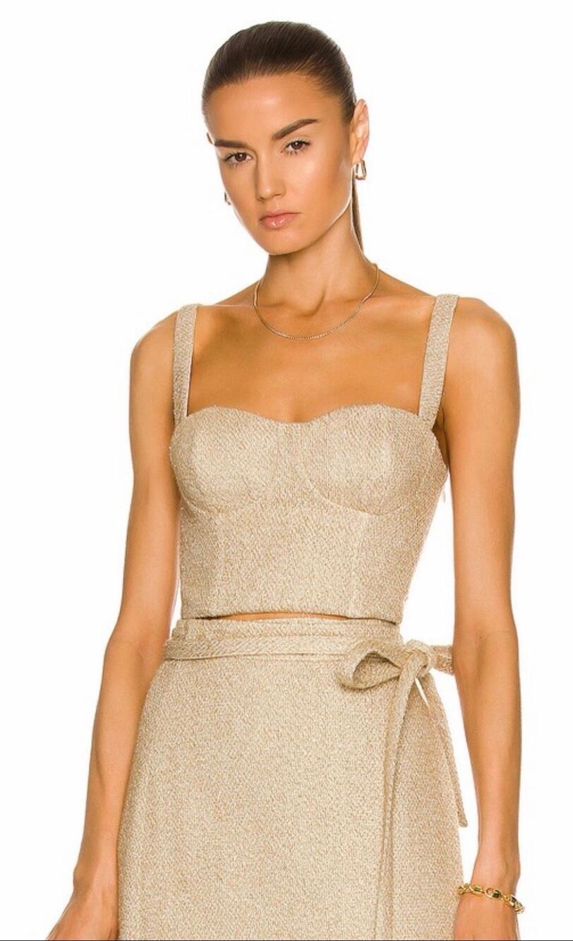 ROSIE ASSOULIN Bustino Top in Light Biege NWT Size 2